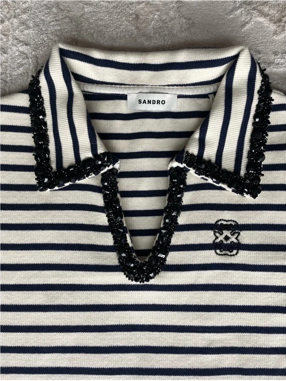 Sandro Pearl Collar top - Picture 3 of 5